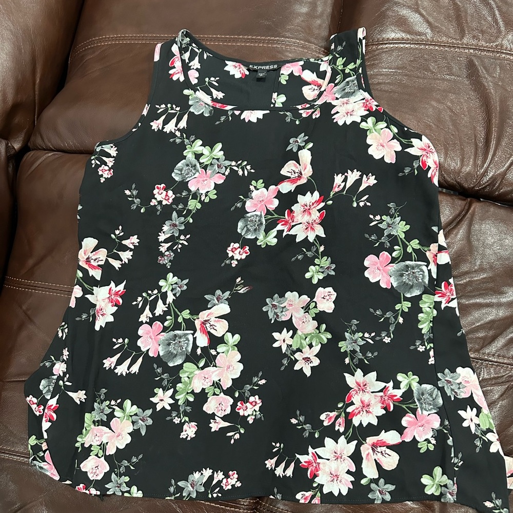 Express Black and Pink Floral Top